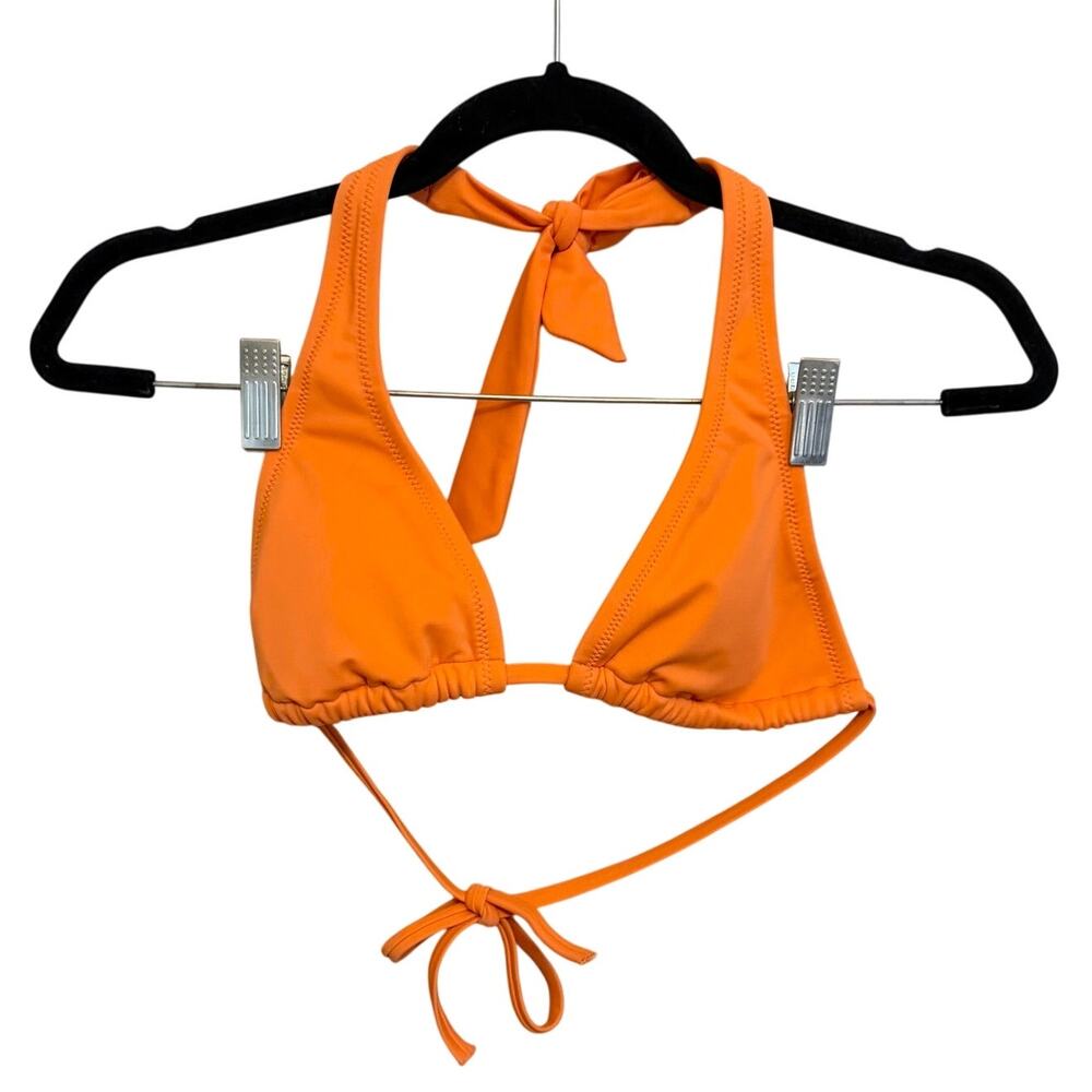 Lands' End Canvas Bikini Top XXS Orange Halter Triangle Swimwear Summer Beach